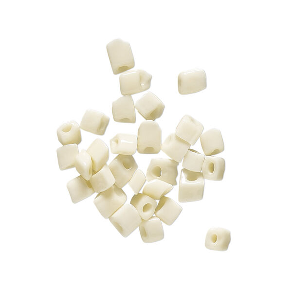Bead, vintage German glass, cream, 3x2.5mm-5x3.5mm uneven rondelle. Sold per pkg of 30. image number 0