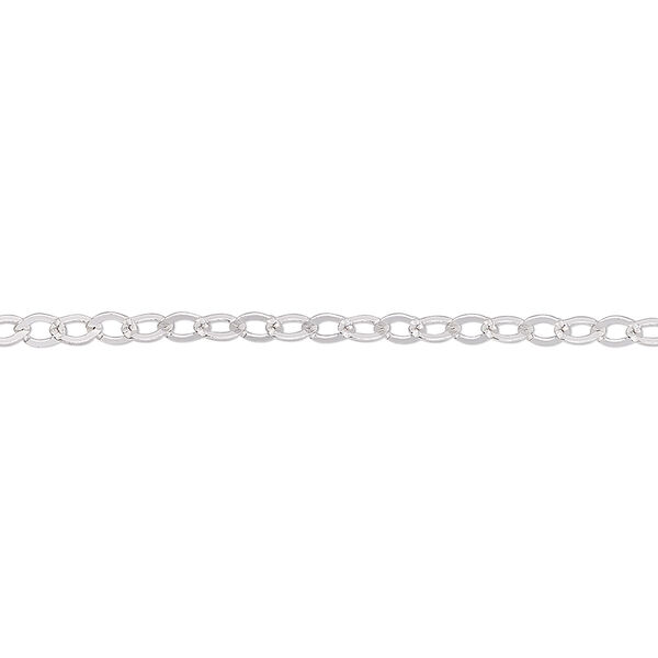 Chain, sterling silver, 2.5mm flat oval cable. Sold per 5-foot spool. image number 0