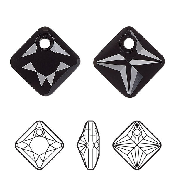 Drop 4pk jet, Crystal Passions® 9mm pendant princess cut 6431 image number 0