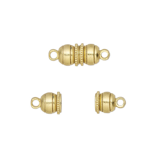 Clasp, magnetic, gold-finished brass, 12x6mm double ball. Sold per pkg of 10. image number 0