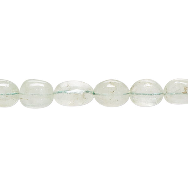 Bead, green beryl (natural), light, small to extra-large hand-cut pebble, 7-1/2 to 8. Sold per 15-inch strand. image number 0