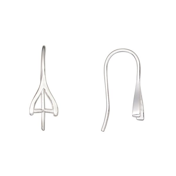 Ear wire 1pkg2 sterling silver, 18mm / perpendicular ice-pick bail / 4mm grip length, 19 gauge 1 pair image number 0