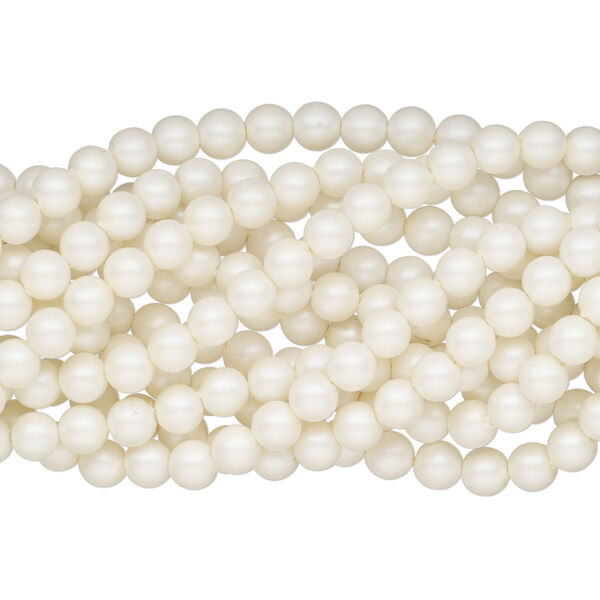 Bead, acrylic pearl, cream, 8mm round. Sold per line to the package size. Approximately 300 beads. image number 0
