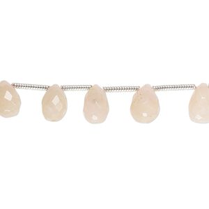 Pink opal 1pkg1, hand-cut top-drilled faceted briolette bead natural 8 inch graduated 7x5mm-12x7mm