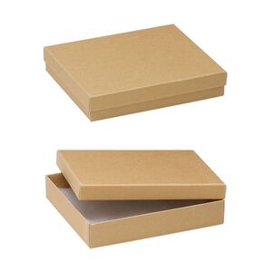 Box, kraft paper, "cotton"-filled, 6-1/8 x 5-1/8 x 1-1/8 inch rectangle. Sold per pkg of 10.