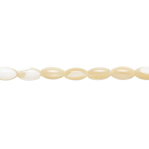 Bead, mother-of-pearl shell (natural), 7x4mm oval, Mohs hardness 3-1/2. Sold per 15-1/2" to 16" strand. image number 0