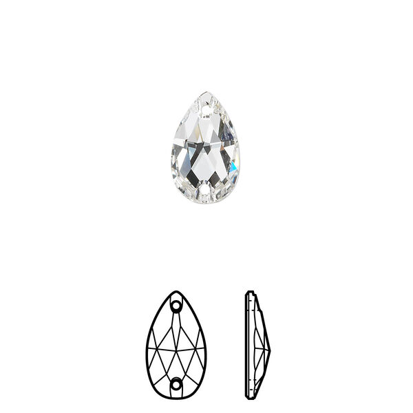 Sew-on 2pk crystal foil back, Crystal Passions® 12x7mm pear 3230 image number 0