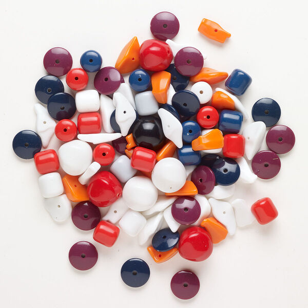 Bead mix, acrylic, mixed colors, 16x11mm-26x23mm mixed shapes. Sold per 8-ounce pkg, approximately 125 beads. image number 0