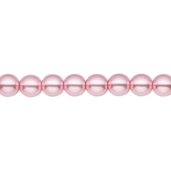 Bead, Czech pearl-coated glass druk, opaque pink, 6mm round. Sold per 15-1/2" to 16" strand. image number 0