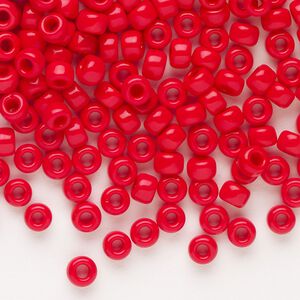 Seed bead, Miyuki, glass, pkg/250g, #6 rocaille, opaque red, (RR-408).