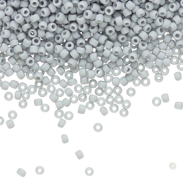 Seed bead, TOHO BEADS®, glass, pkg/50g, #11 round, opaque frosted grey (TR-11-53F). image number 0