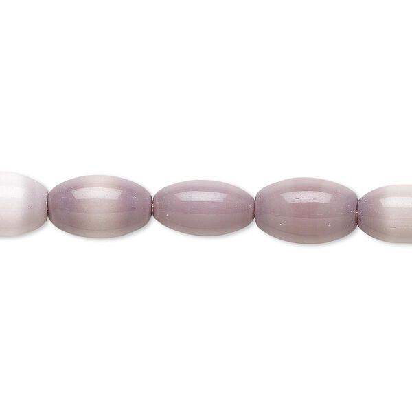 Bead, cat's eye glass (fiber optic glass), lavender, 11x6mm-11x8mm oval. Sold per 15-inch strand. image number 0