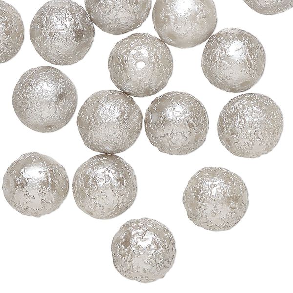 Bead, Czech pearl-coated glass, pewter, 10mm textured round. Sold per pkg of 20. image number 0