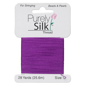 Thread, Purely Silk™, 3-ply, plum, size D. Sold per 28-yard card.