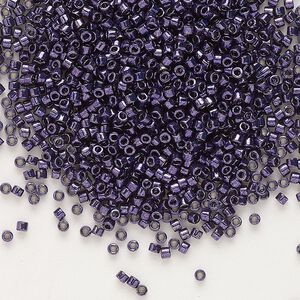 Seed bead, Delica®, glass, pkg/250g, #11 round, opaque nickel-plated dyed color eggplant (DB-0464).