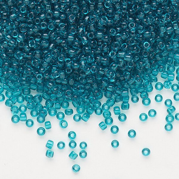 Seed bead, Dyna-Mites™, glass, pkg/40g, #11 round, transparent teal blue, (21 11/0 RR). image number 0