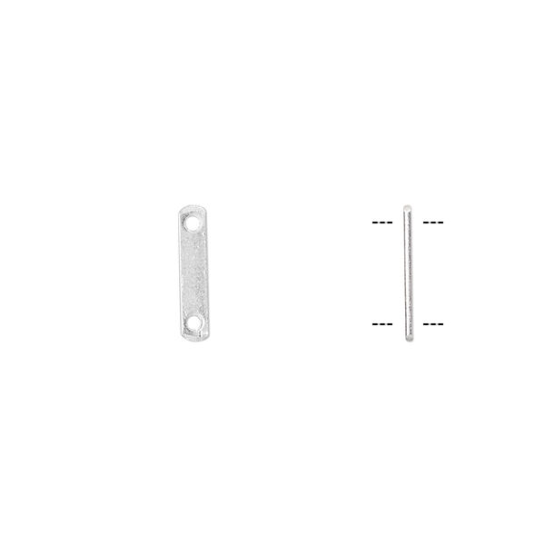Spacer bar, sterling silver, 11x2.5mm 2-strand rounded rectangle, 8mm hole to hole. Sold per pkg of 10. image number 0