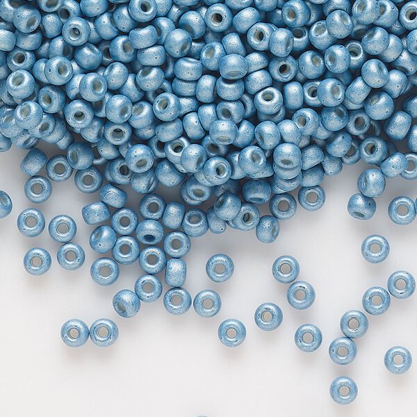 Seed bead, Miyuki, glass, pkg/250g, #8 rocaille, opaque matte galvanized dark aqua, (RR-2094). image number 0