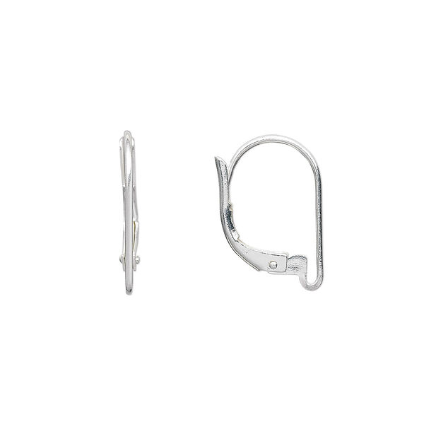 Ear wire, silver-plated brass, 17mm leverback with open bottom loop. Sold per pkg of 5 pairs. image number 0