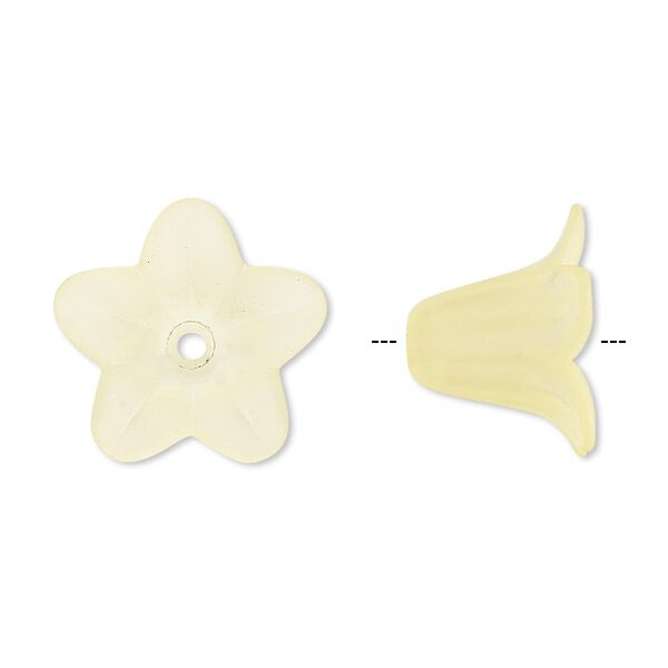Component, acrylic, translucent frosted yellow, 17x12mm flower. Sold per pkg of 100. image number 0