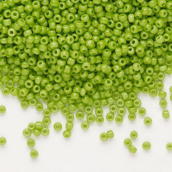 Seed bead, Dyna-Mites™, glass, pkg/1/2kg, #11 round, opaque lime green, (745 11/0 RR). image number 0