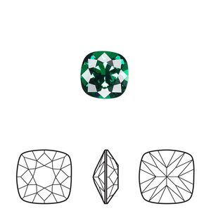 Fancy stone 144pk majestic green foil back, Swarovski® 10mm cushion 4470