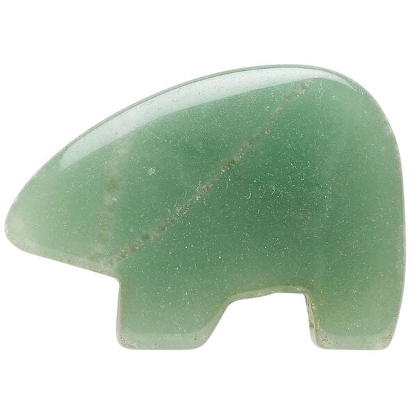 Green aventurine 1pkg1, half-drilled Zuni-style bear focal natural, 39x27mm-43x32mm image number 0