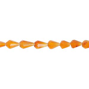 Carnelian 1pkg1, hand-cut faceted teardrop bead 14 inch 6x4mm-7x5mm