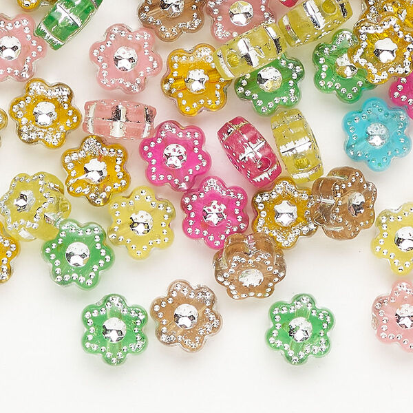 Acrylic 1pkg1, star bead 1 ounce mix mixed colors 8mm image number 0