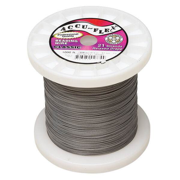 Beading wire, Accu-Flex®, nylon and stainless steel, clear, 21 strand, 0.024-inch diameter. Sold per 1,000-foot spool. image number 0