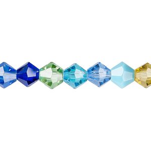 Bead 1pk opaque to transparent mixed colors, Celestial Crystal® 8mm bicone 15.5-16 inch