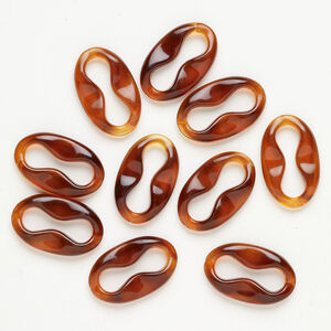 Link, acrylic 1pkg10, amber, 34x21mm oval.
