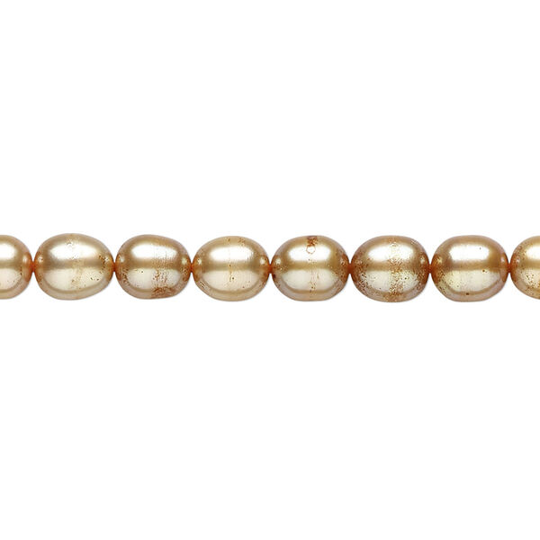 Pearl 1pkg1 cultured freshwater, 5-6mm rice C grade, 15 inch dyed dark khaki image number 0