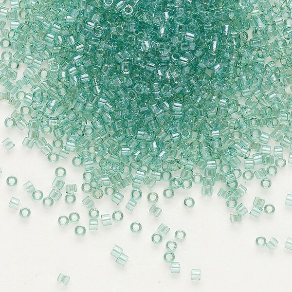 Seed bead, Delica®, glass, pkg/50g, #11 round, translucent glazed luster seafoam (DB-0112). image number 0