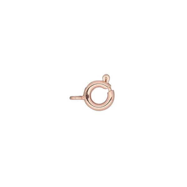 Clasp, springring, copper-plated brass, 7mm. Sold per pkg of 10. image number 0