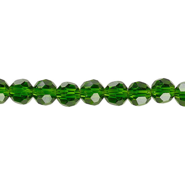 Bead 1pk 32 facets transparent emerald green, Celestial Crystal® 6mm round 15.5-16 inch image number 0
