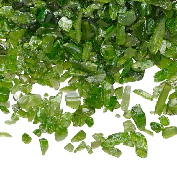 Chrome diopside 1pkg1, undrilled tumbled polished inlay chip natural 2 oz mini image number 0