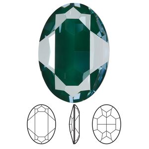 Fancy stone 24pk crystal pine green ignite LacquerPRO, Swarovski® 30x22mm oval 4127