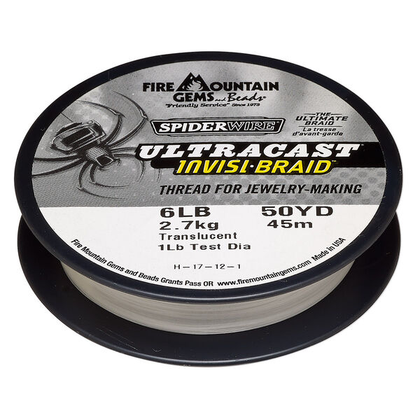 Thread, Spiderwire®, translucent, 0.10mm ultra-cast invisi-braid, 6-pound test. Sold per 50-yard spool. image number 0