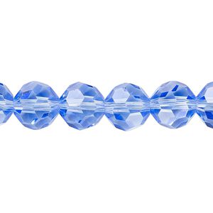 Bead 1pk 32 facets transparent light blue, Celestial Crystal® 10mm round 15.5-16 inch