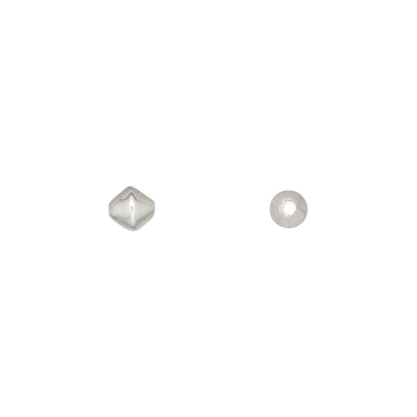 Bead, silver-plated brass, 5mm double cone. Sold per pkg of 100. image number 0