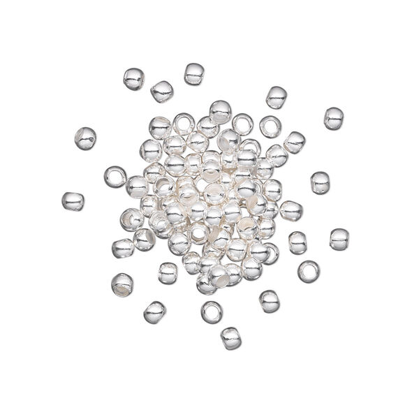 Crimp, silver-plated brass, 2.5mm round, 1.5mm inside diameter. Sold per pkg of 500. image number 0