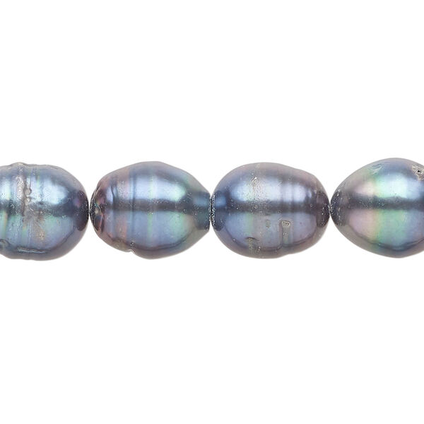 Freshwater pearl 1pkg1, rice, 14 inch iris blue 9-10mm cultured image number 0