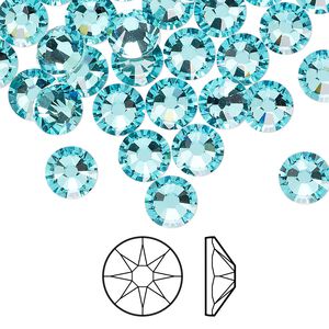 Flat back 144pk light turquoise foil back, Swarovski® 7.07-7.27mm rose round SS34 2088