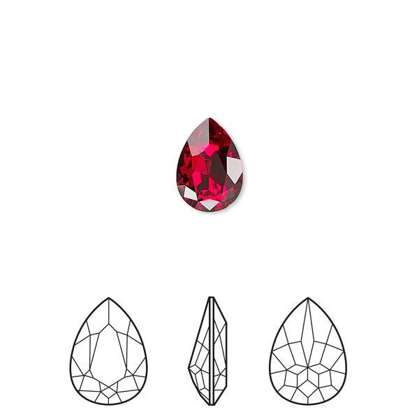 Fancy stone 144pk Siam foil back, Swarovski® 10x7mm pear 4320 image number 0