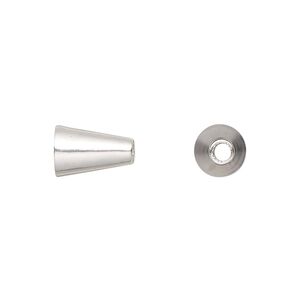 Bead, sterling silver, 11x8mm smooth cone, 2.5mm inside diameter. Sold per pkg of 6.