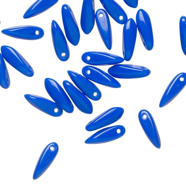 Bead 1pkg50 Czech pressed glass, opaque cobalt blue, 10x3mm top-drilled dagger. image number 0