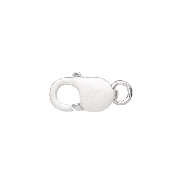 Clasp, lobster claw, satin-finished sterling silver, 16x8mm with 6mm closed jump ring. Sold individually. image number 0