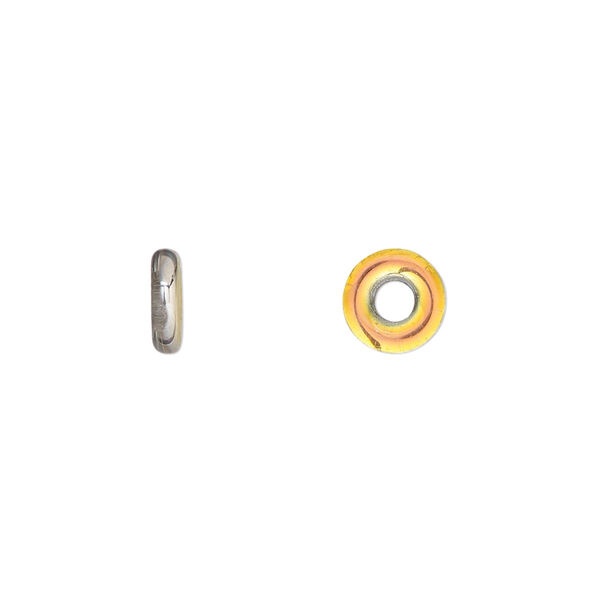 Bead, Czech pressed glass, clear vitrail, 8x2.5mm ring. Sold per pkg of 50. image number 0