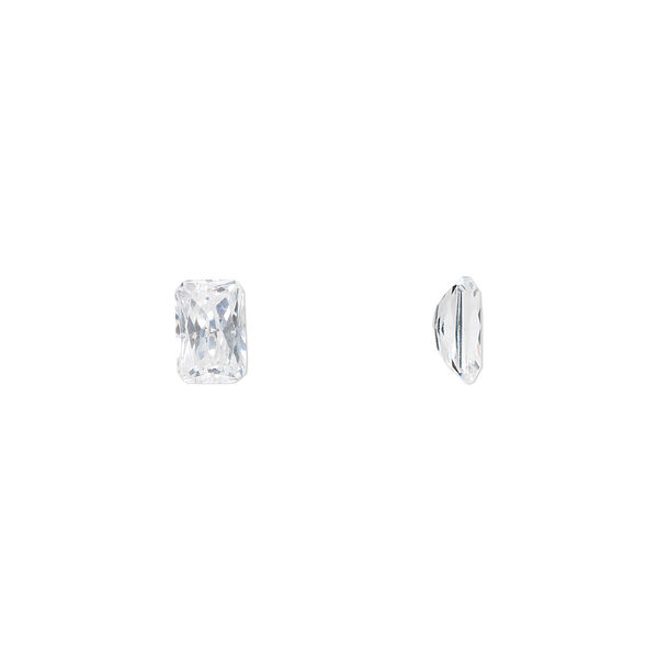 Gem, cubic zirconia, spinel white, 6x4mm faceted emerald-cut, Mohs hardness 8-1/2. Sold per pkg of 2. image number 0